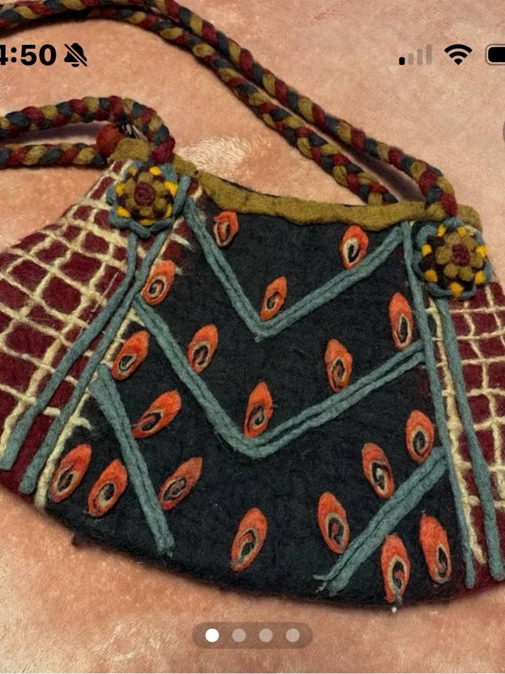 Rising Tide Black Shoulder Bag with Orange and Teal Accents